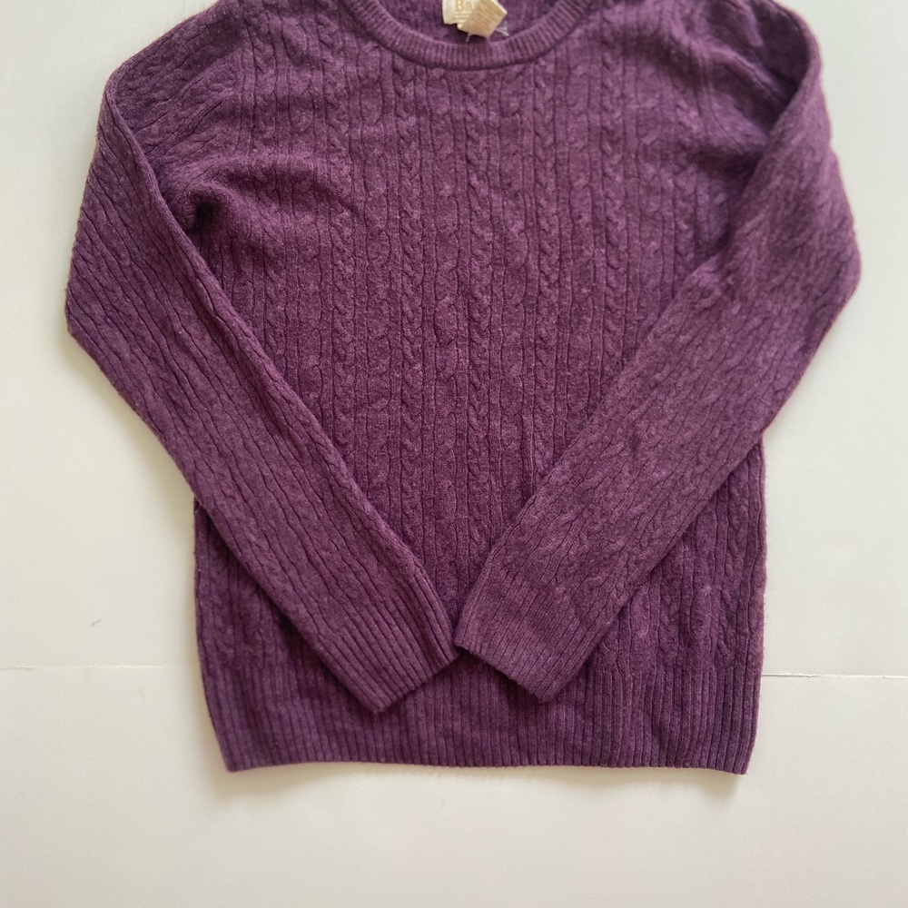 Bass Company Purple Cable Knit Sweater Size Small